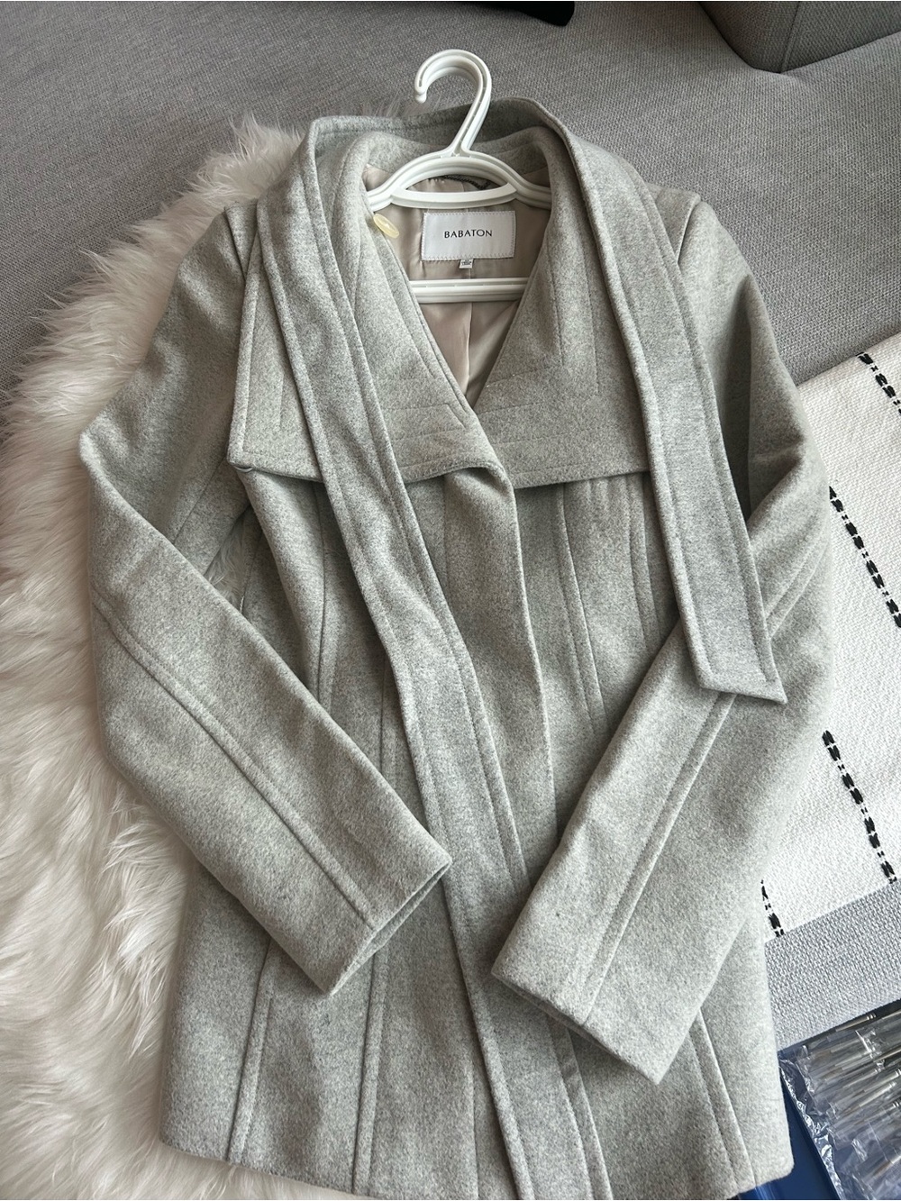 New Babaton Light Gray Connor wool coat XS